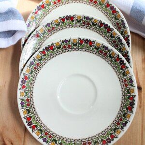 Set of 3  Vintage Royal Doulton Fireglow Saucers